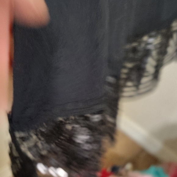 Maurices Black Sleeveless Tank Top with Asymmetrical Fringe - Picture 6 of 7